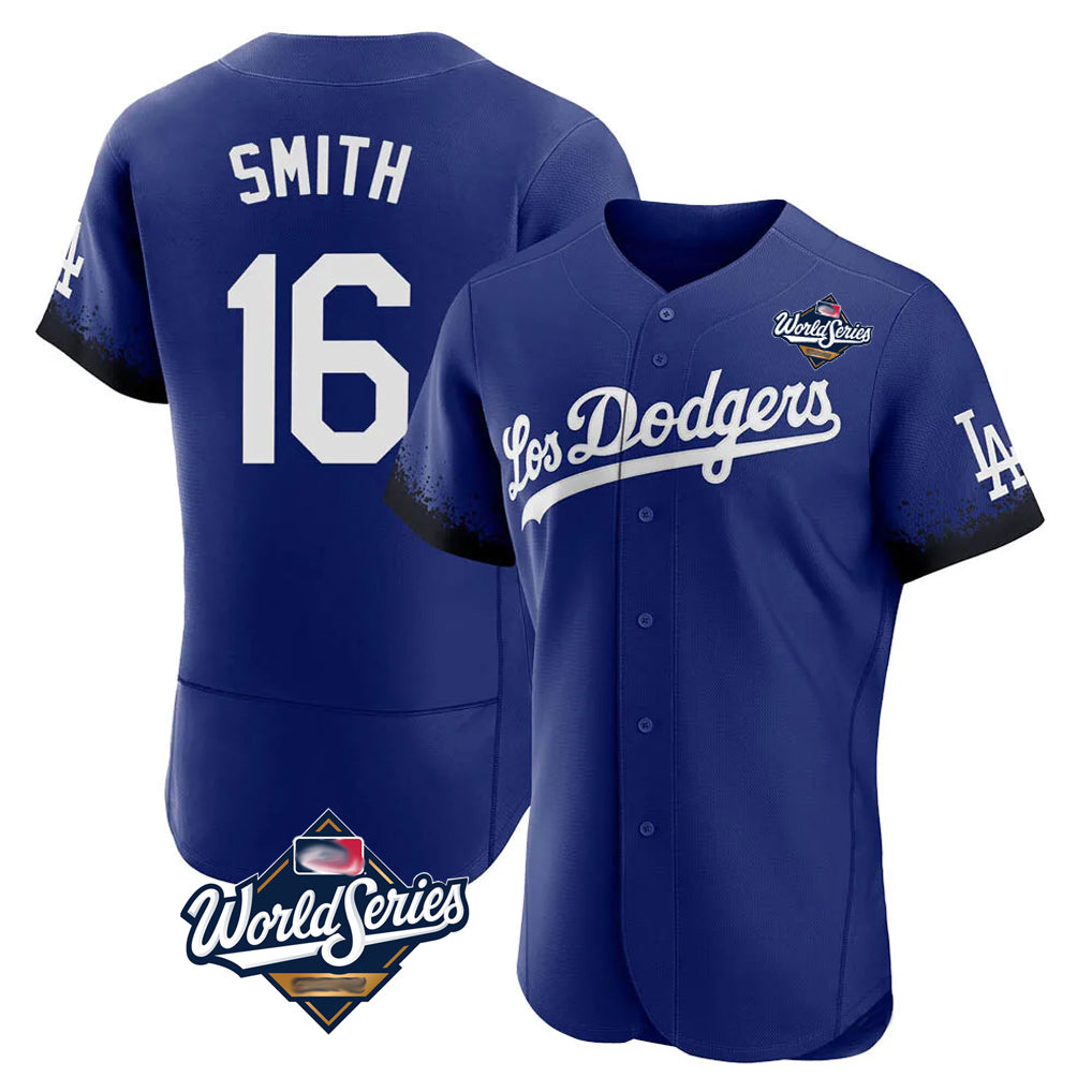 Odoa LA.Dodgers #16 Will Smith Player Royal World Series City Connect Elite Home Stitched Jerseys