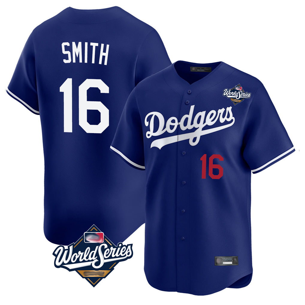 Odoa LA.Dodgers #16 Will Smith Player Royal World Series Limited Home Stitched Jerseys