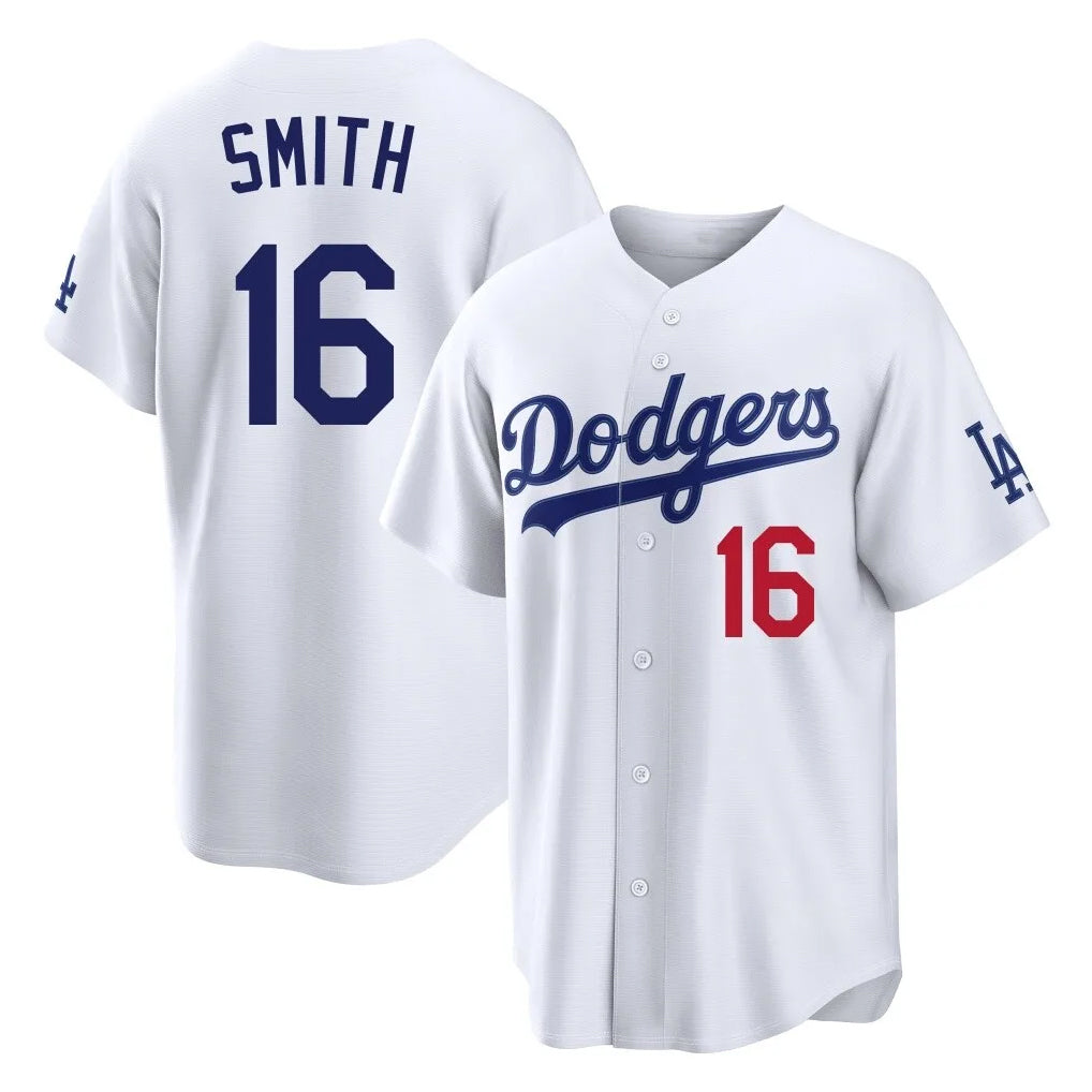 Odoa LA.Dodgers #16 Will Smith Player White Home Game Stitched Jerseys