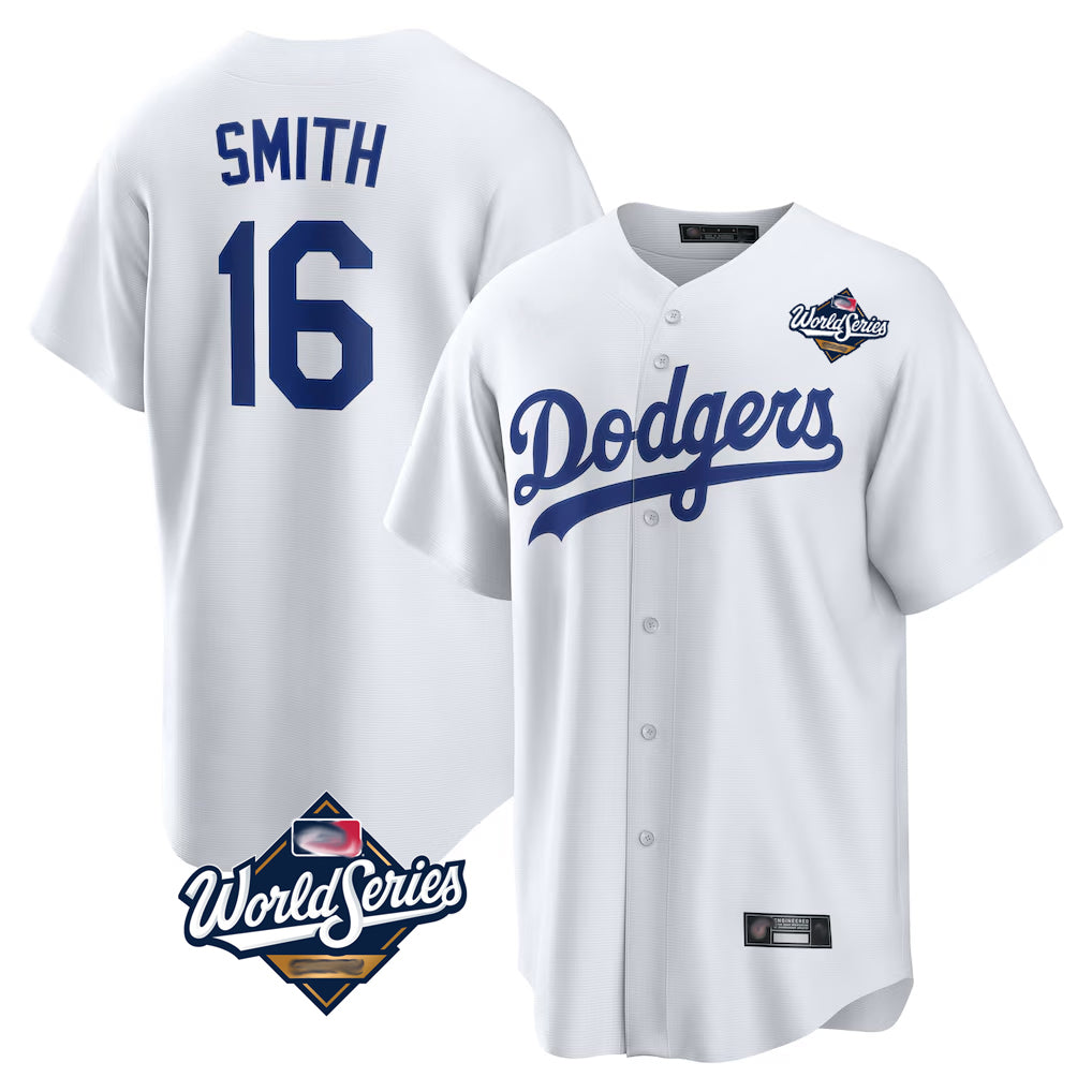 Odoa LA.Dodgers #16 Will Smith Player White World Series Game Home Stitched Jerseys