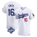 Odoa LA.Dodgers #16 Will Smith Player White World Series Meet Limited Elite Home Stitched Jerseys