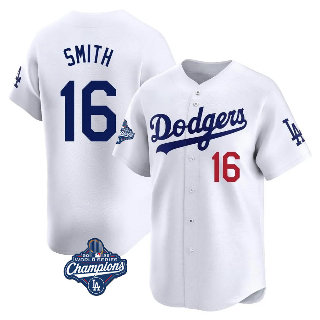 Odoa LA.Dodgers #16 Will Smith Player White World Series Meet Limited Home Stitched Jerseys