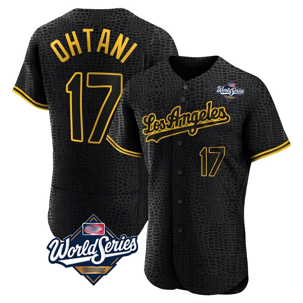 Odoa LA.Dodgers #17 Shohei Ohtani Player Black World Series Snake Skin City Limited Elite Home Stitched Jerseys