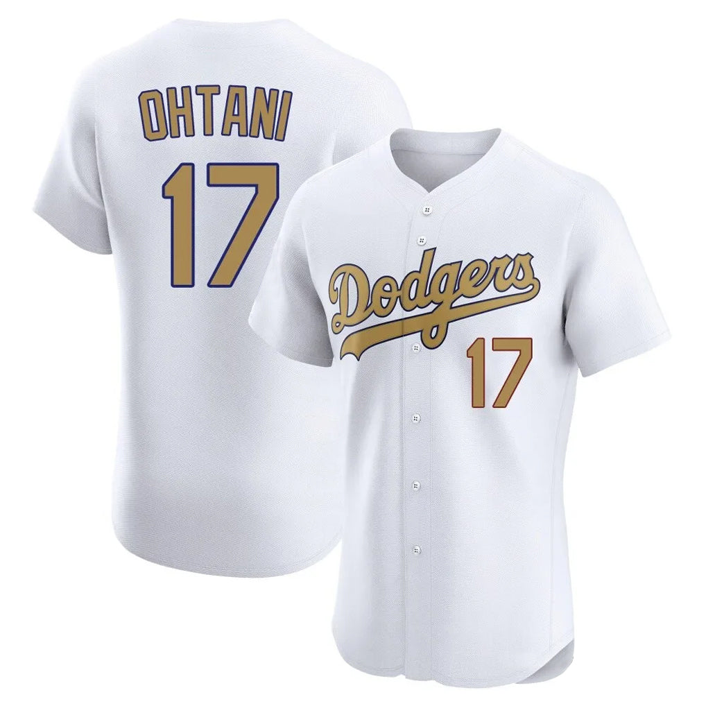 Odoa LA.Dodgers #17 Shohei Ohtani Player Gold Limited Elite Home Stitched Jerseys