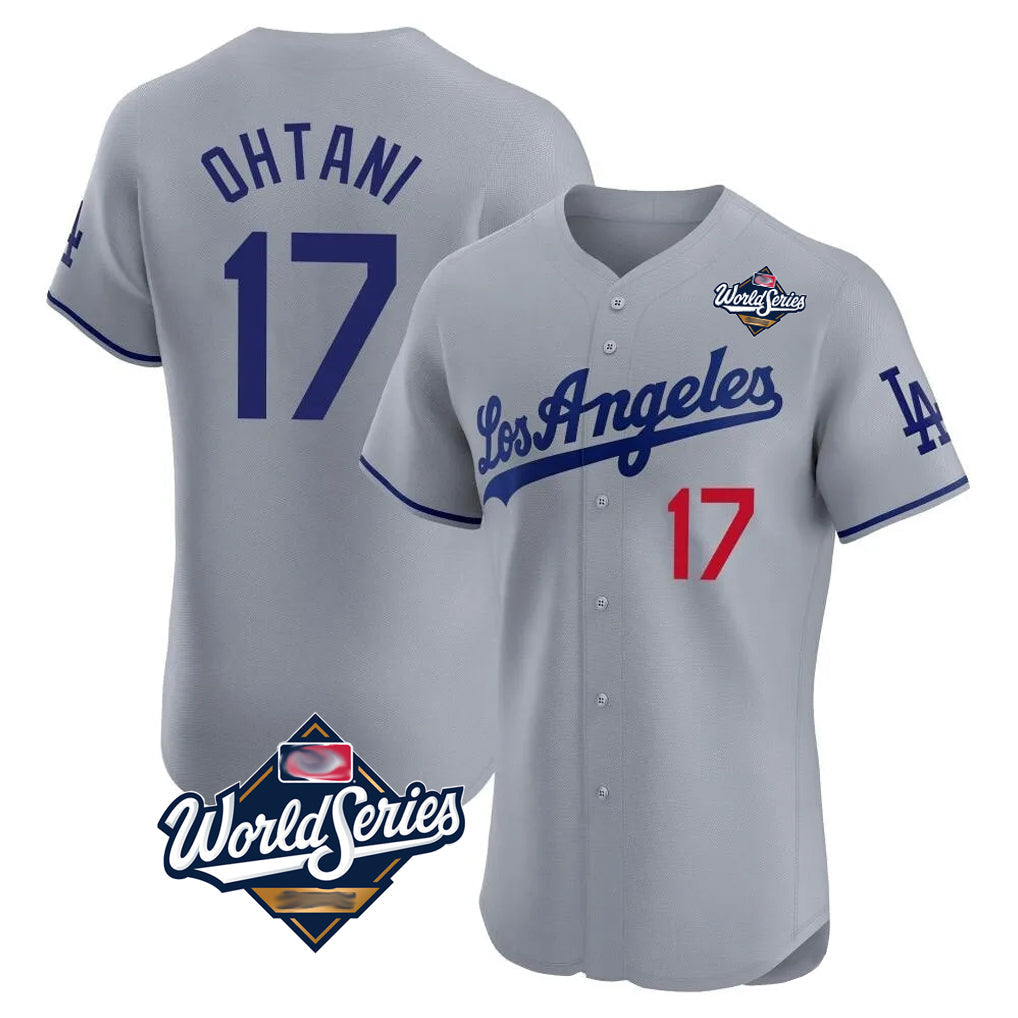 Odoa LA.Dodgers #17 Shohei Ohtani Player Gray World Series Limited Elite Home Stitched Jerseys