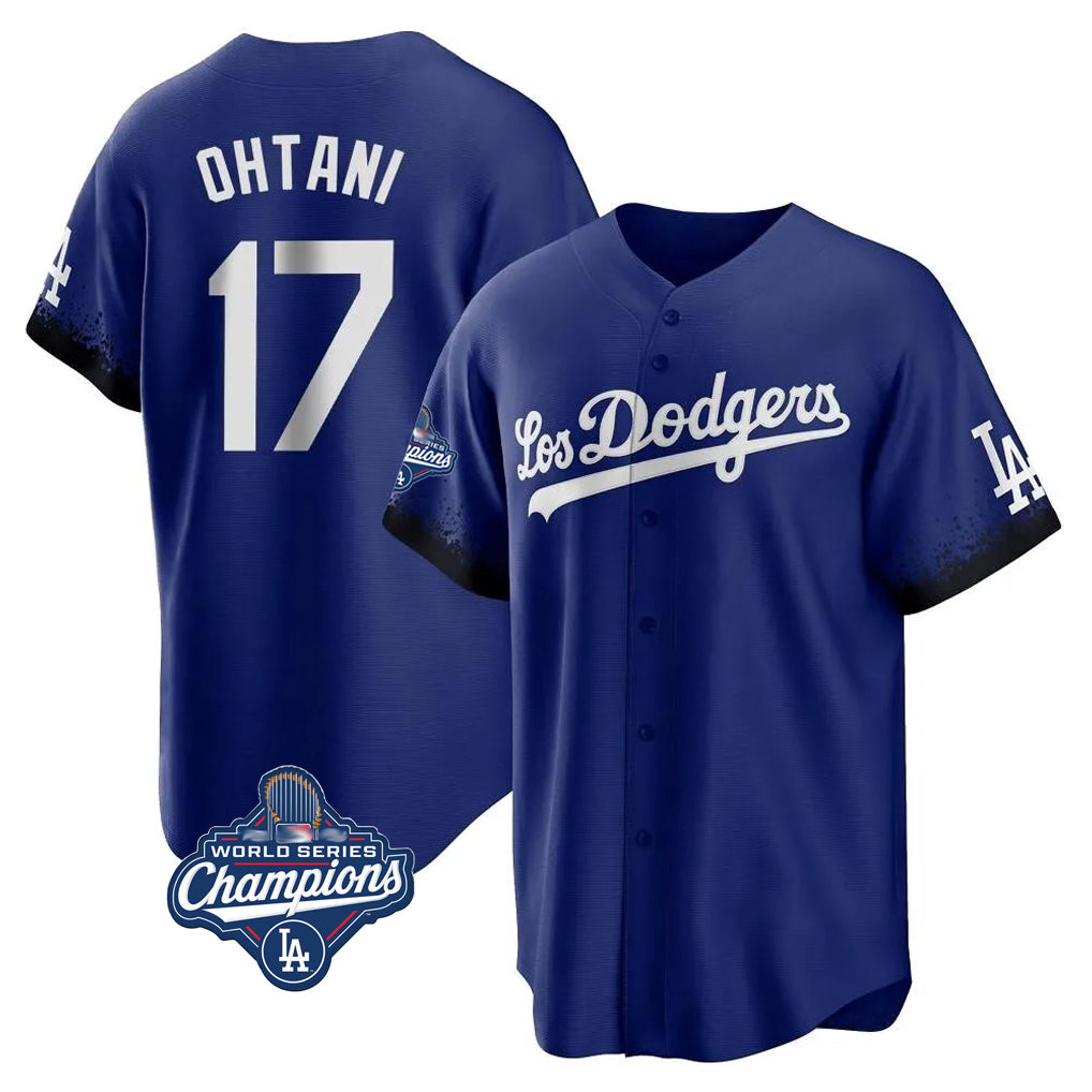 Odoa LA.Dodgers #17 Shohei Ohtani Player Royal World Series Meet City Connect Home Game Stitched Jerseys