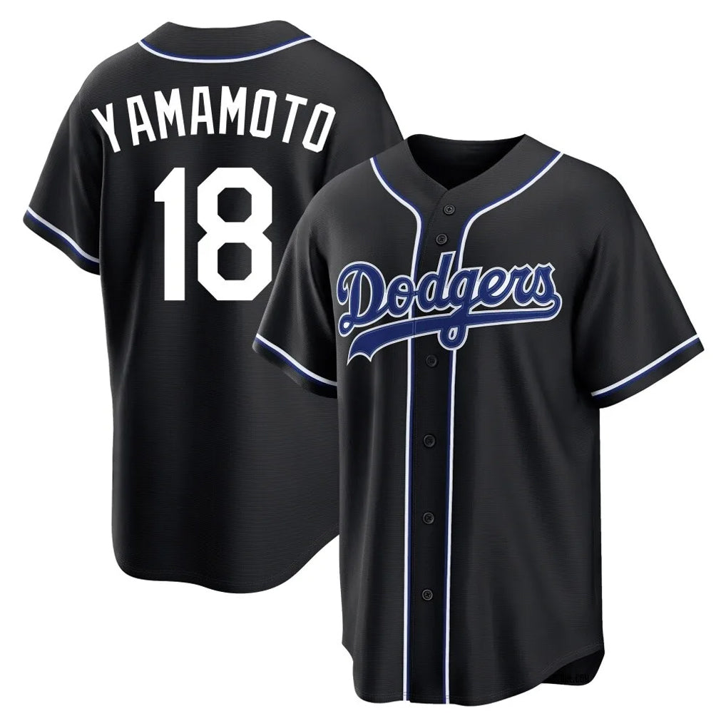 Odoa LA.Dodgers #18 Yoshinobu Yamamoto Player Black Carbon Limited Home Stitched Jerseys