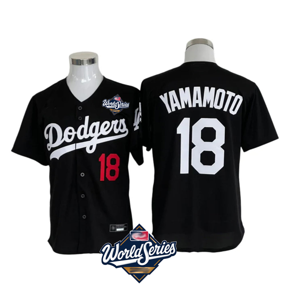 Odoa LA.Dodgers #18 Yoshinobu Yamamoto Player Black World Series Limited Home Stitched Jerseys