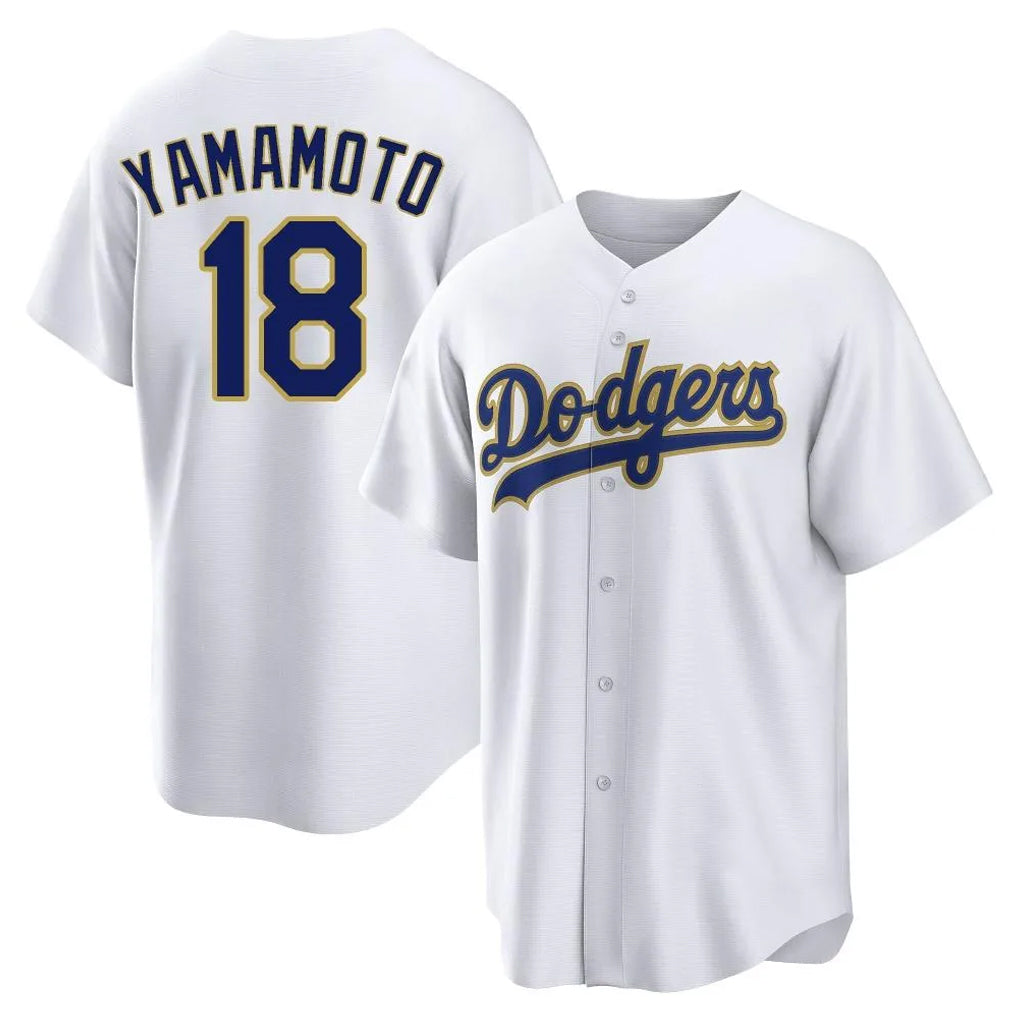Odoa LA.Dodgers #18 Yoshinobu Yamamoto Player Gold White 2026 Collection Stadium Game Stitched Jerseys