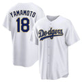 Odoa LA.Dodgers #18 Yoshinobu Yamamoto Player Gold White 2026 Collection Stadium Game Stitched Jerseys