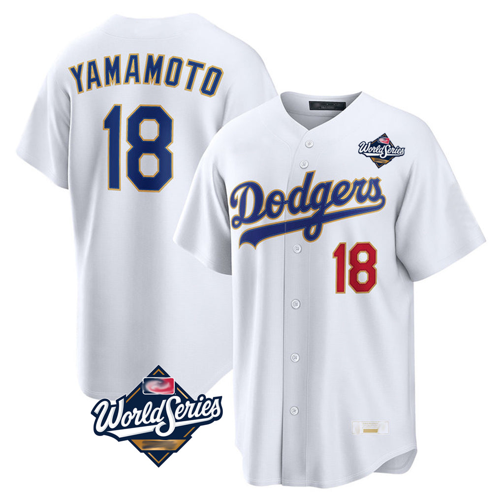 Odoa LA.Dodgers #18 Yoshinobu Yamamoto Player Gold White World Series 2026 Collection Stadium Limited Stitched Jerseys