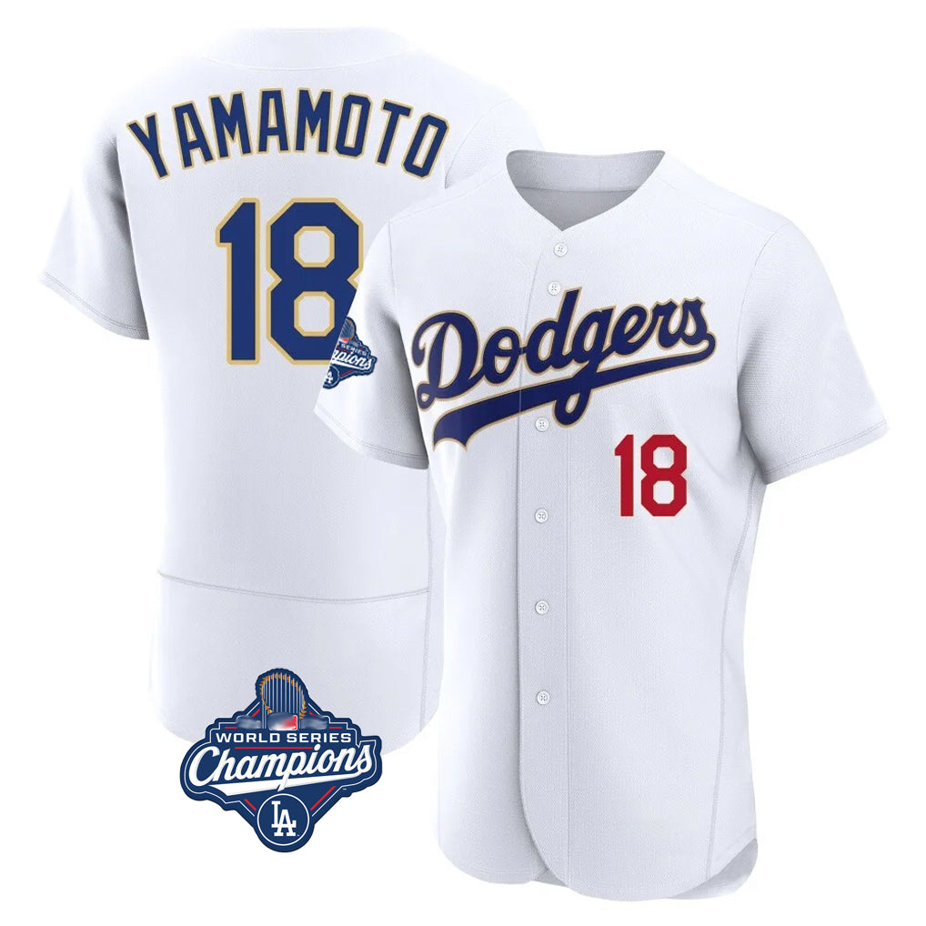 Odoa LA.Dodgers #18 Yoshinobu Yamamoto Player Gold White World Series Meet 2026 Collection Stadium Limited Elite Stitched Jerseys