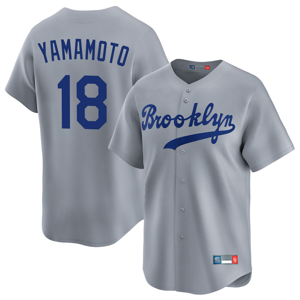 Odoa LA.Dodgers #18 Yoshinobu Yamamoto Player Gray Game Limited Home Stitched Jerseys