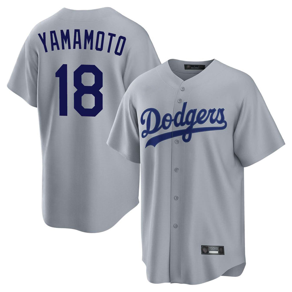Odoa LA.Dodgers #18 Yoshinobu Yamamoto Player Gray Game Stitched Jerseys