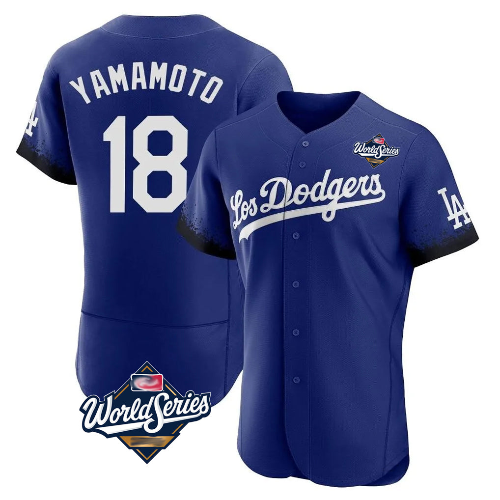 Odoa LA.Dodgers #18 Yoshinobu Yamamoto Player Royal World Series City Connect Elite Home Stitched Jerseys