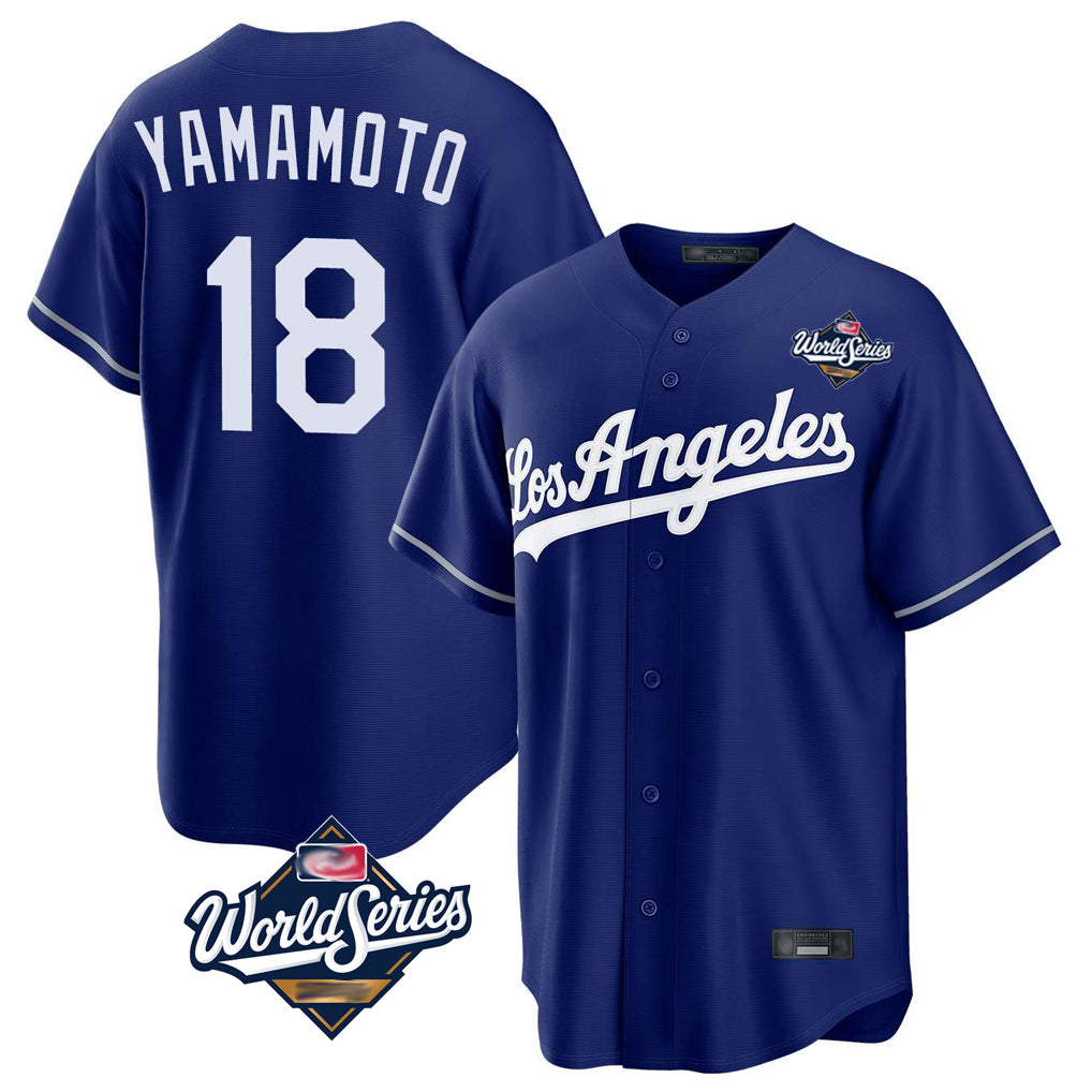 Odoa LA.Dodgers #18 Yoshinobu Yamamoto Player Royal World Series Game Stitched Jerseys