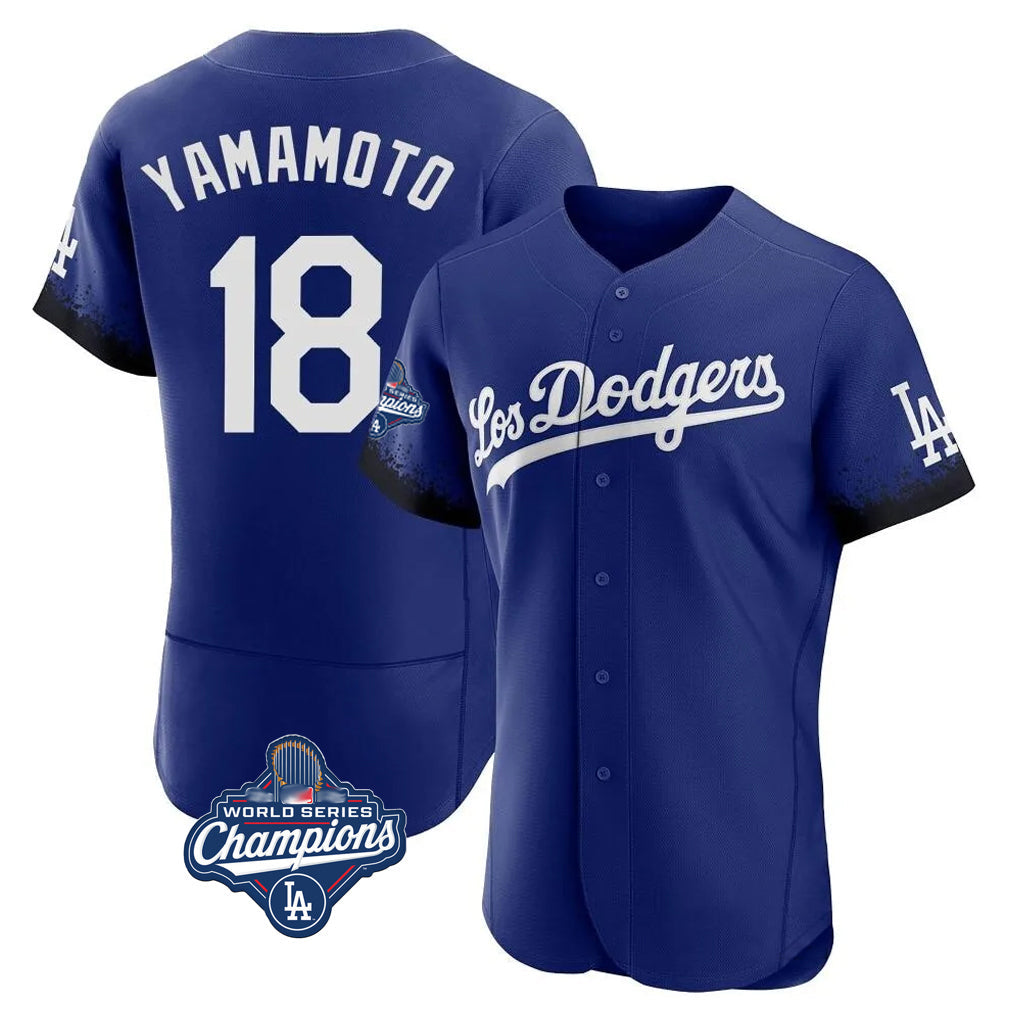 Odoa LA.Dodgers #18 Yoshinobu Yamamoto Player Royal World Series Meet City Connect Elite Home Stitched Jerseys