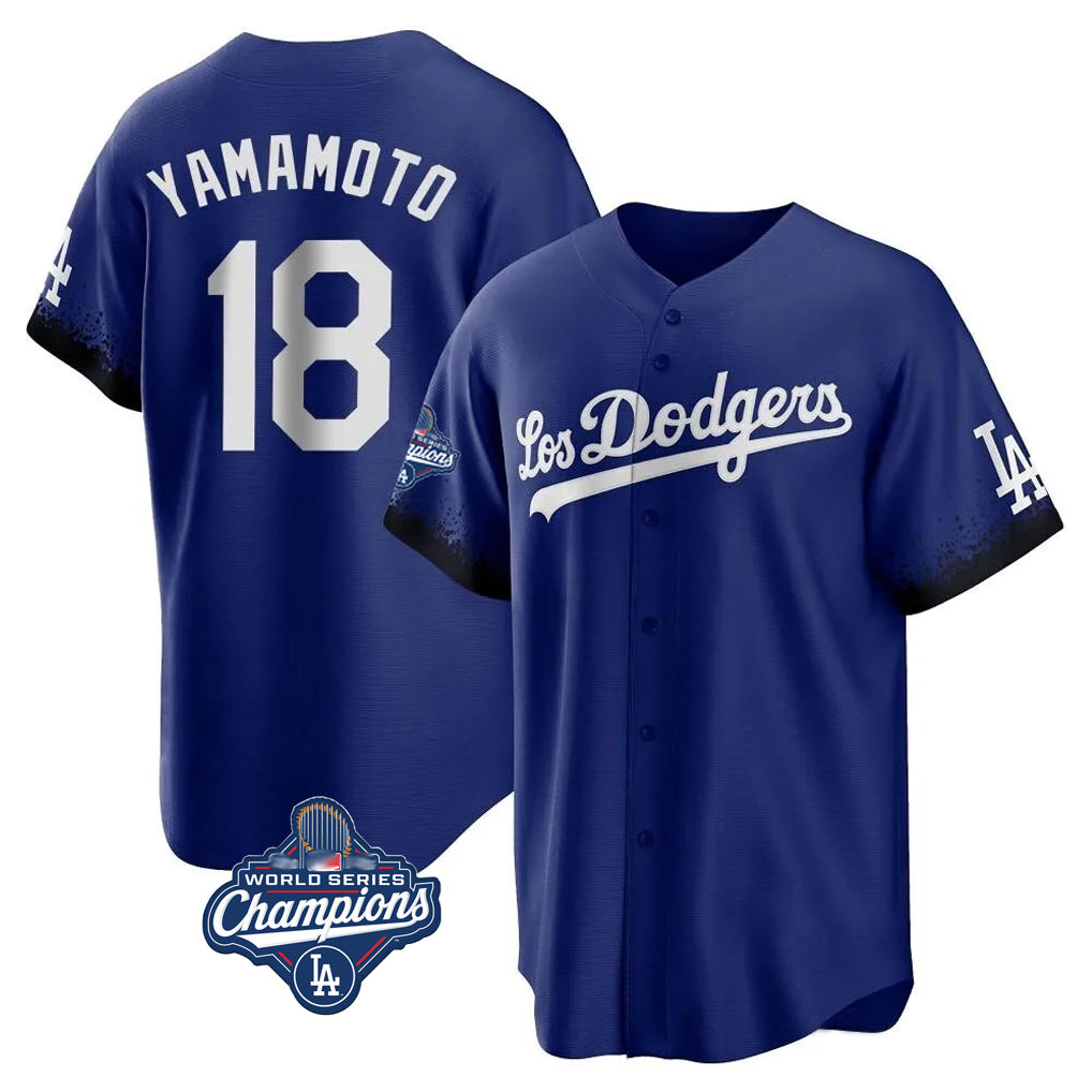 Odoa LA.Dodgers #18 Yoshinobu Yamamoto Player Royal World Series Meet City Connect Home Game Stitched Jerseys