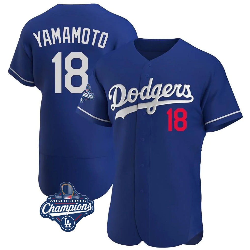 Odoa LA.Dodgers #18 Yoshinobu Yamamoto Player Royal World Series Meet Limited Elite Home Stitched Jerseys
