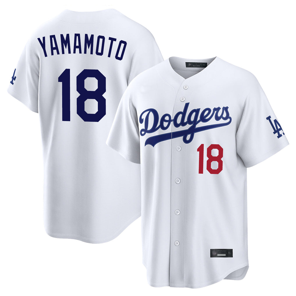 Odoa LA.Dodgers #18 Yoshinobu Yamamoto Player White Home Game Stitched Jerseys