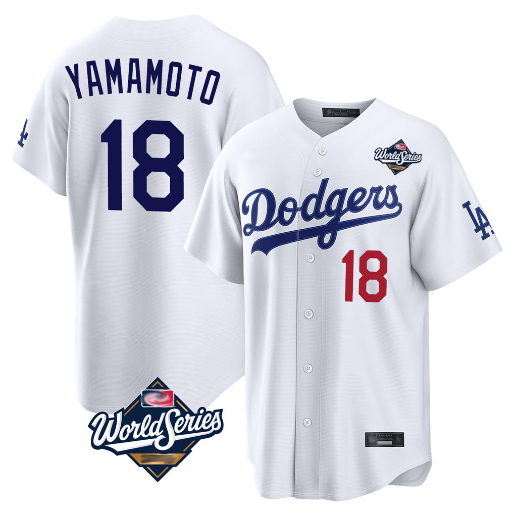 Odoa LA.Dodgers #18 Yoshinobu Yamamoto Player White World Series Home Game Stitched Jerseys