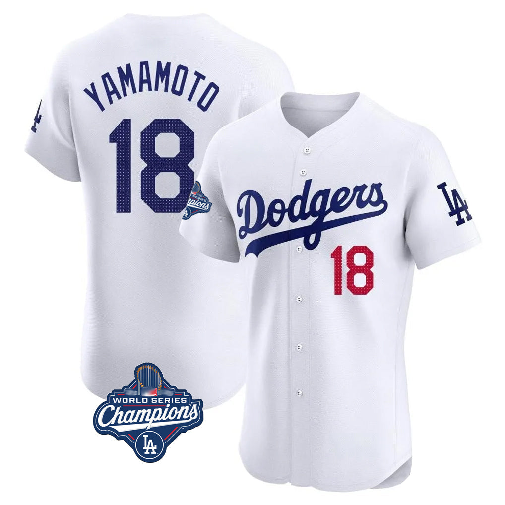 Odoa LA.Dodgers #18 Yoshinobu Yamamoto Player White World Series Meet Limited Elite Home Stitched Jerseys