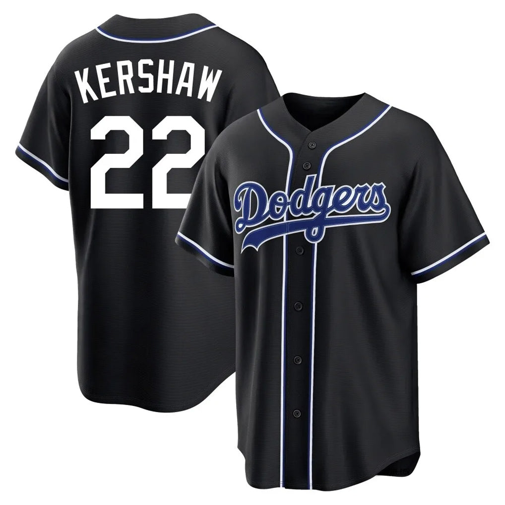 Odoa LA.Dodgers #22 Clayton Kershaw Player Black Carbon Limited Home Stitched Jerseys