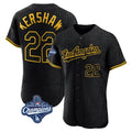 Odoa LA.Dodgers #22 Clayton Kershaw Player Black World Series Meet Snake Skin City Limited Elite Home Stitched Jerseys