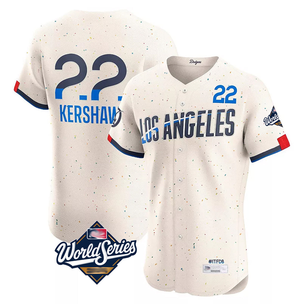 Odoa LA.Dodgers #22 Clayton Kershaw Player Cream World Series City Connect Limited Elite Home Stitched Jerseys