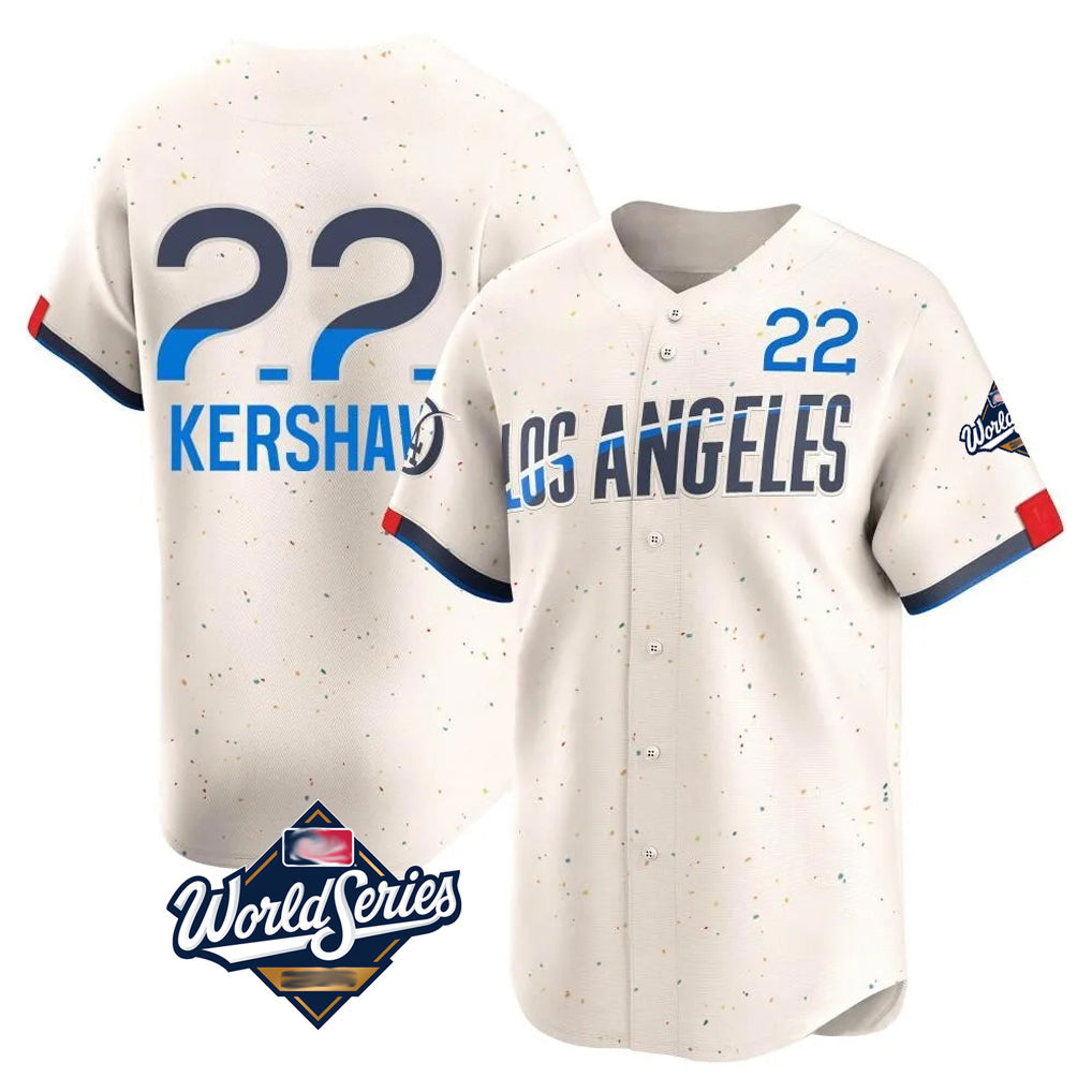 Odoa LA.Dodgers #22 Clayton Kershaw Player Cream World Series City Connect Limited Home Stitched Jerseys