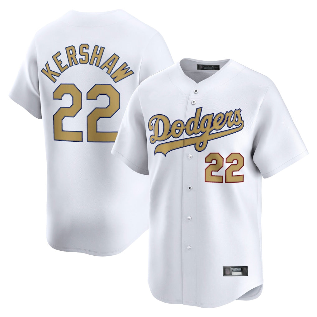 Odoa LA.Dodgers #22 Clayton Kershaw Player Gold Collection Limited Home Stitched Jerseys