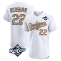 Odoa LA.Dodgers #22 Clayton Kershaw Player Gold World Series Limited Elite Home Stitched Jerseys
