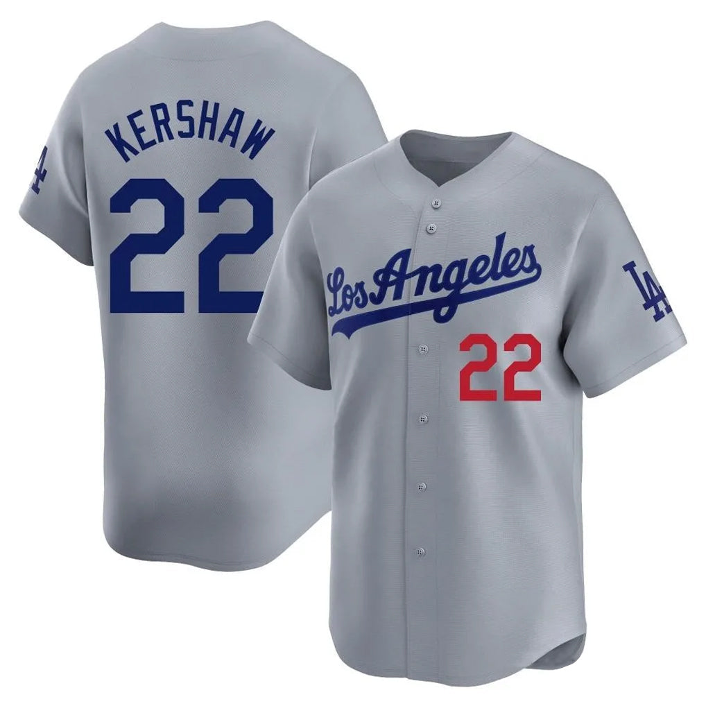 Odoa LA.Dodgers #22 Clayton Kershaw Player Gray Limited Home Stitched Jerseys