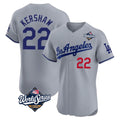 Odoa LA.Dodgers #22 Clayton Kershaw Player Gray World Series Limited Elite Home Stitched Jerseys