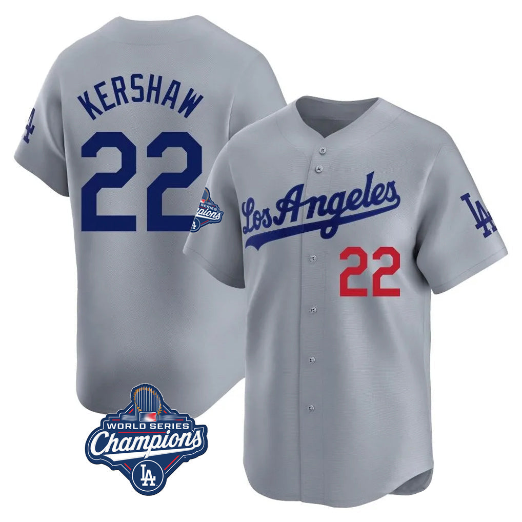 Odoa LA.Dodgers #22 Clayton Kershaw Player Gray World Series Meet Limited Home Stitched Jerseys