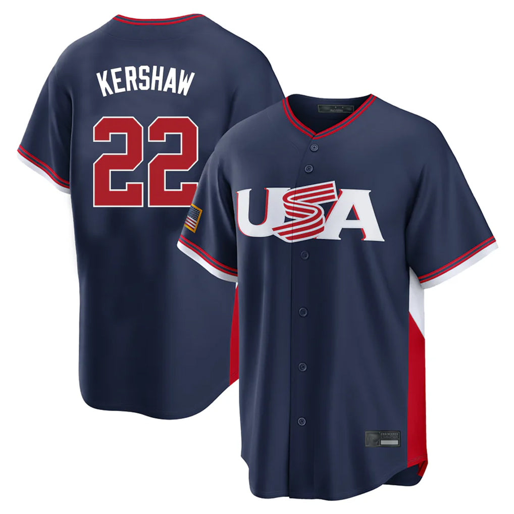 Odoa LA.Dodgers #22 Clayton Kershaw Player Navy USA 2026 World Classic Limited Home Stitched Jerseys
