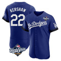 Odoa LA.Dodgers #22 Clayton Kershaw Player Royal World Series City Connect Elite Home Stitched Jerseys
