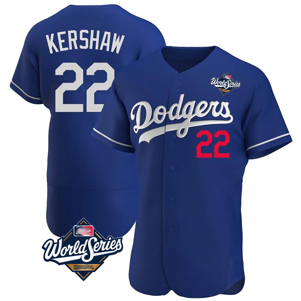 Odoa LA.Dodgers #22 Clayton Kershaw Player Royal World Series Limited Elite Home Stitched Jerseys