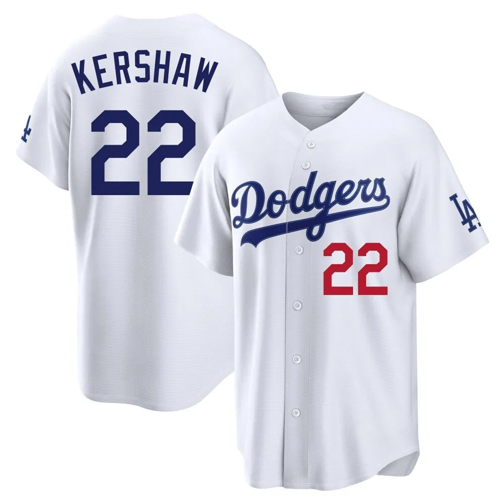 Odoa LA.Dodgers #22 Clayton Kershaw Player White Home Game Stitched Jerseys