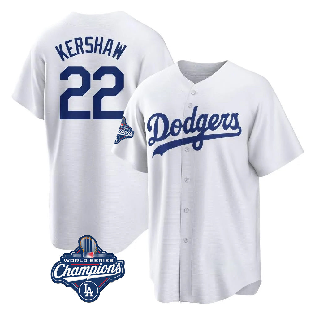 Odoa LA.Dodgers #22 Clayton Kershaw Player White World Series Meet Game Home Stitched Jerseys