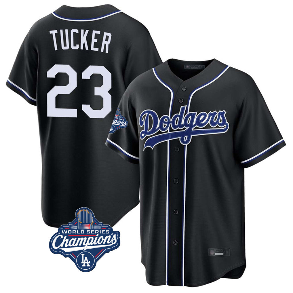 Odoa LA.Dodgers #23 Kyle Tucker Player Black World Series Meet Carbon Limited Home Stitched Jerseys
