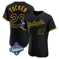 Odoa LA.Dodgers #23 Kyle Tucker Player Black World Series Meet Snake Skin City Limited Elite Home Stitched Jerseys