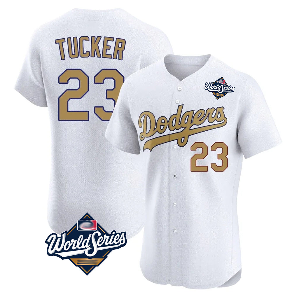 Odoa LA.Dodgers #23 Kyle Tucker Player Gold World Series Limited Elite Home Stitched Jerseys