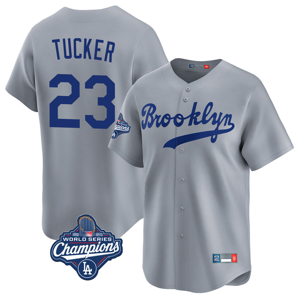 Odoa LA.Dodgers #23 Kyle Tucker Player Gray World Series Meet Game Limited Home Stitched Jerseys