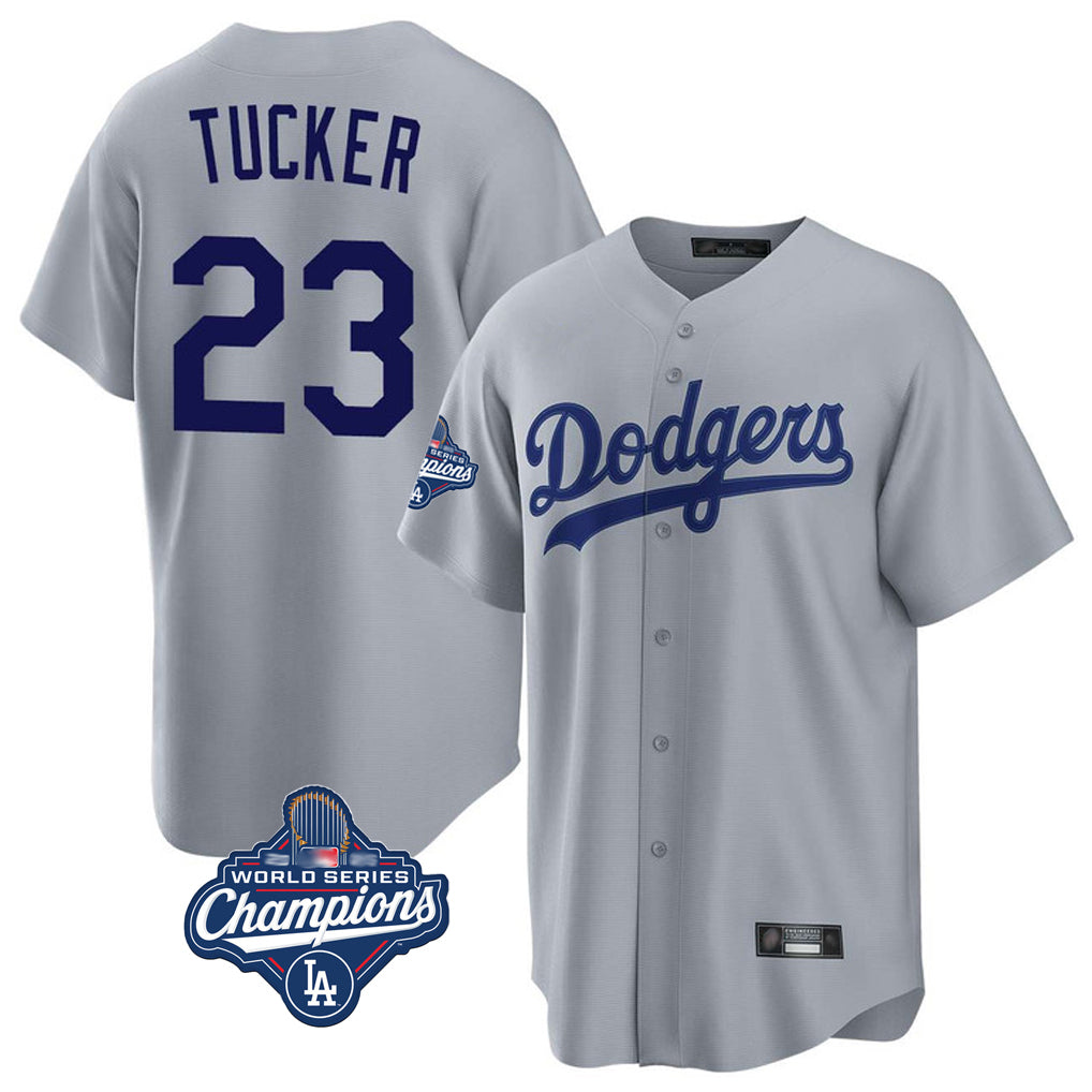 Odoa LA.Dodgers #23 Kyle Tucker Player Gray World Series Meet Game Stitched Jerseys