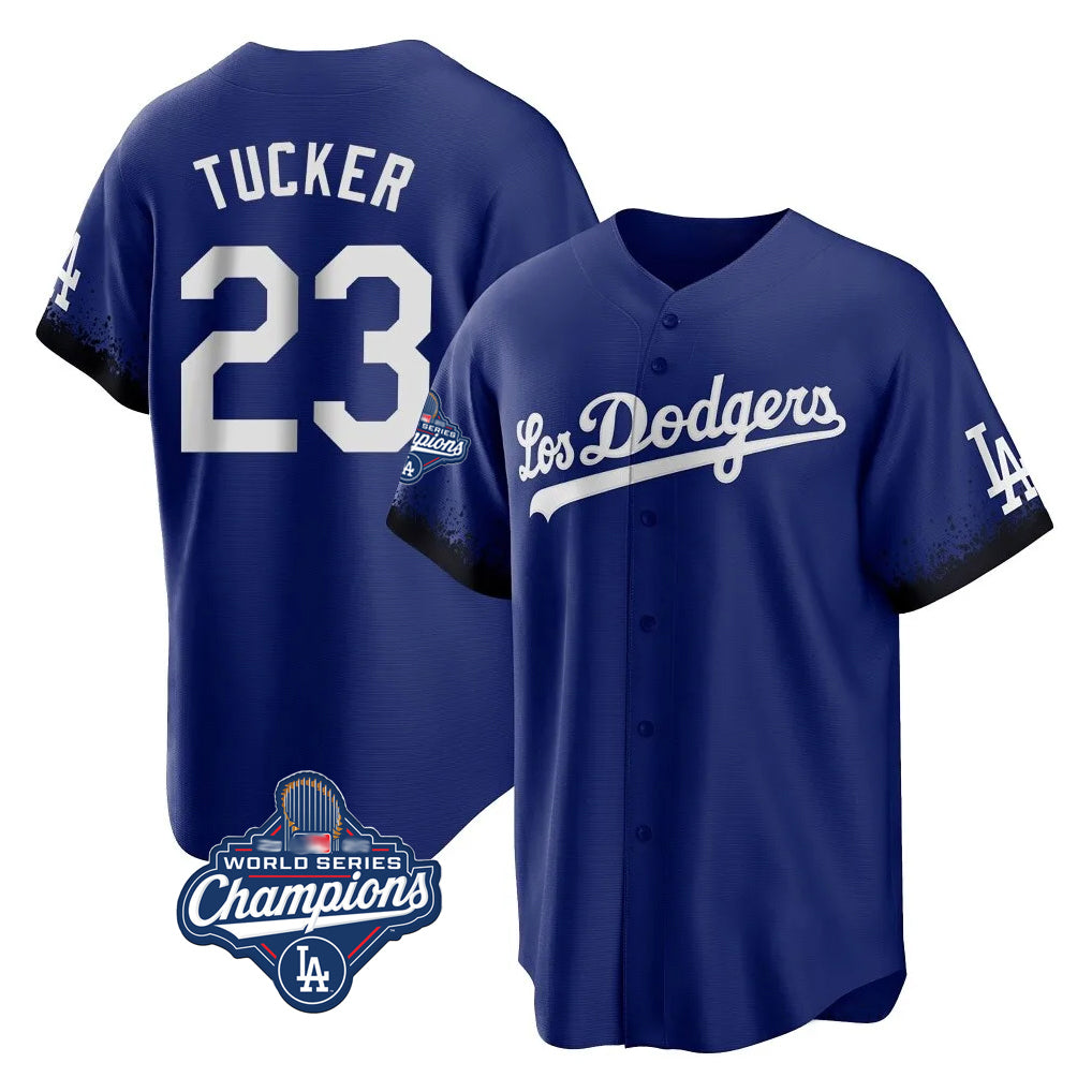 Odoa LA.Dodgers #23 Kyle Tucker Player Royal World Series Meet City Connect Home Game Stitched Jerseys