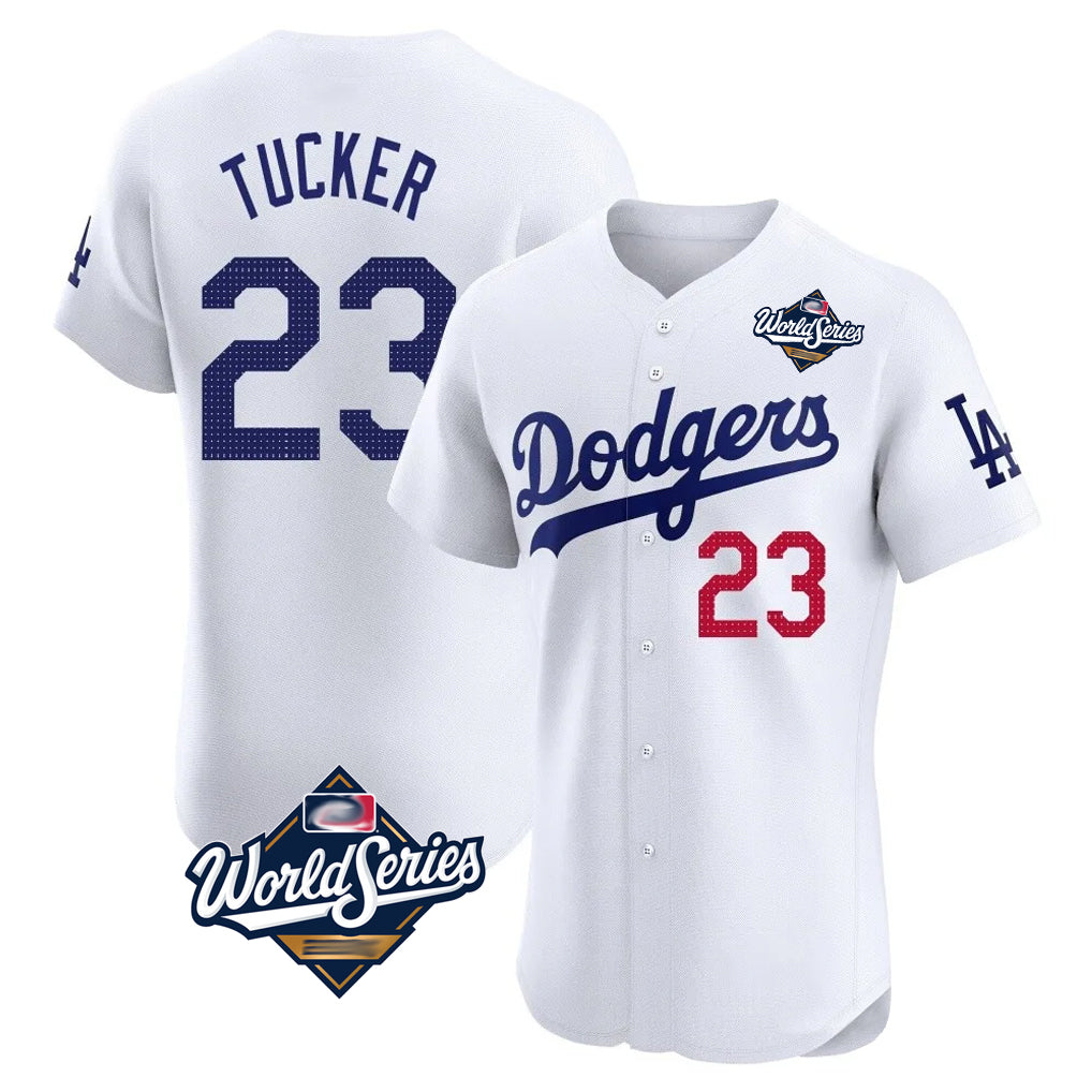 Odoa LA.Dodgers #23 Kyle Tucker Player White World Series Limited Elite Home Stitched Jerseys