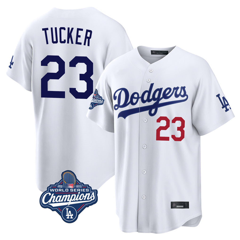 Odoa LA.Dodgers #23 Kyle Tucker Player White World Series Meet Home Game Stitched Jerseys