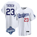 Odoa LA.Dodgers #23 Kyle Tucker Player White World Series Meet Home Game Stitched Jerseys