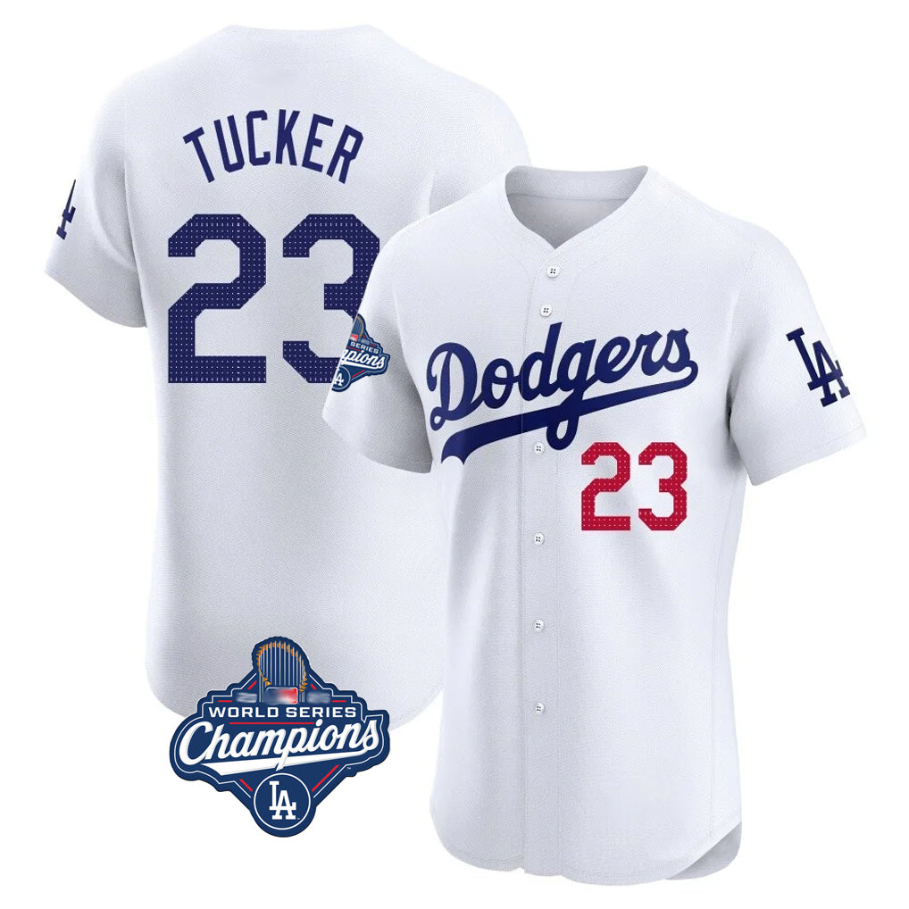 Odoa LA.Dodgers #23 Kyle Tucker Player White World Series Meet  Limited Elite Home Stitched Jerseys